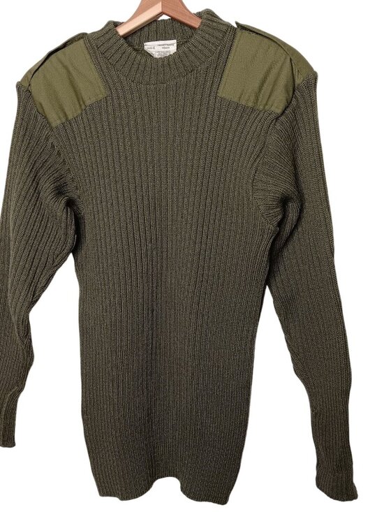 Jersey Man's Heavy Other - Jersey Mans Heavy Sweater Unisex Size 4 Ribbed Knit Military Police Army Green